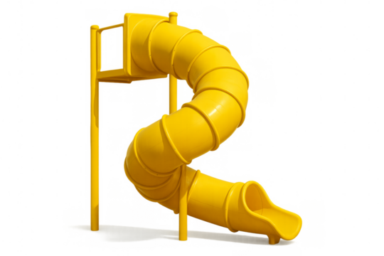 Yellow spiral playground slide isolated on transparent background - Powered by Adobe
