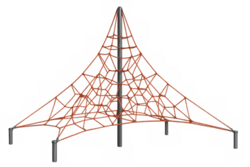 Jungle gym featuring climbing net with transparent background