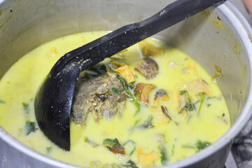 Indonesian cuisine with meat and vegetable soup