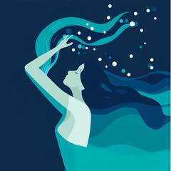 Ocean's Embrace A Serene Underwater Fantasy Illustration