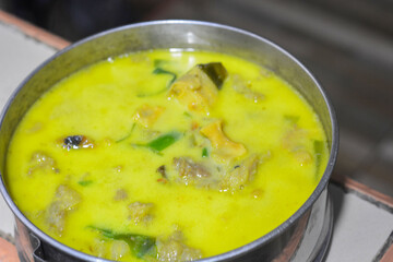 Indonesian cuisine with meat and vegetable soup