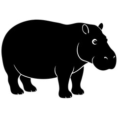 Obraz premium silhouette hippopotamus on white background