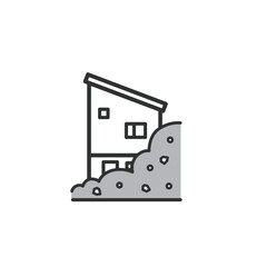 土砂崩れの被害 家のイラスト