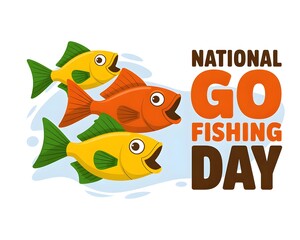 National Go Fishing Day Graphic Featuring a Fish. A vibrant graphic celebrating National Go Fishing Day. 