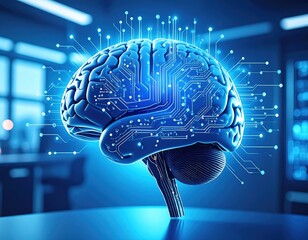 Artificial Intelligence Brain with Circuit Design, Generated image