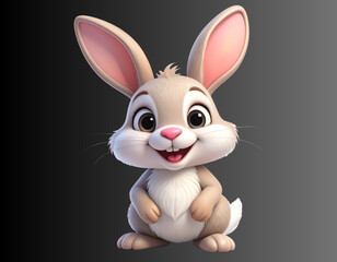 Obraz premium cheerful cartoon rabbit with a bright smile, pink nose, and delicate whiskers, isol