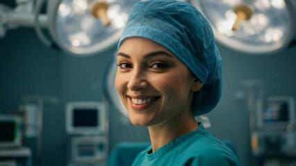 Healthcare hero in a blue surgical cap and mask, suitable for medical websites, posters, articles, and educational materials