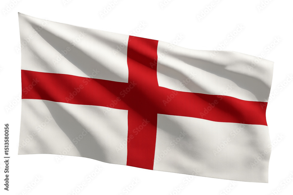 Poster english flag waving on transparent background: realistic 3d rendering
