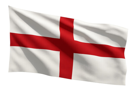 English flag waving on transparent background: realistic 3d rendering