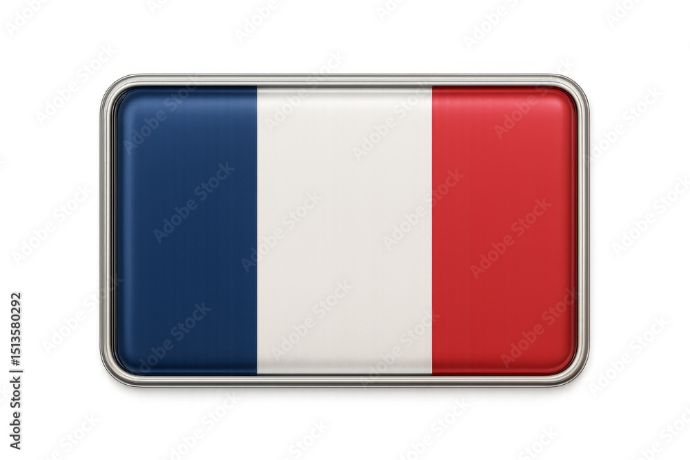 Poster french flag button badge with transparent background
