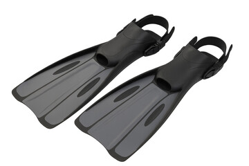 Pair of diving flippers isolated on transparent background