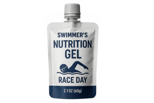 Nutrition gel pack for swimmers on race day with transparent background