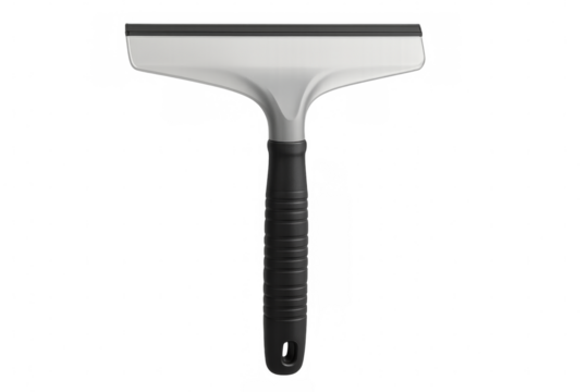 Cleaning squeegee with black handle on transparent background