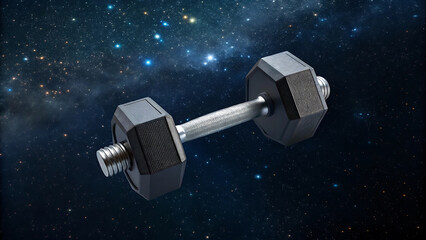 Weightless Workout Dumbbell in Zero Gravity Space