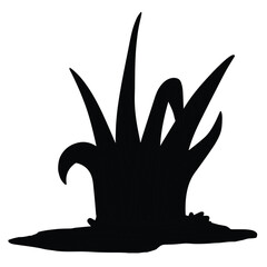 Cute cartoon hand drawn vector grass silhouette.