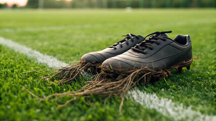 Football Boots Rooted in the Earth A Symbol of Growth and Perseverance