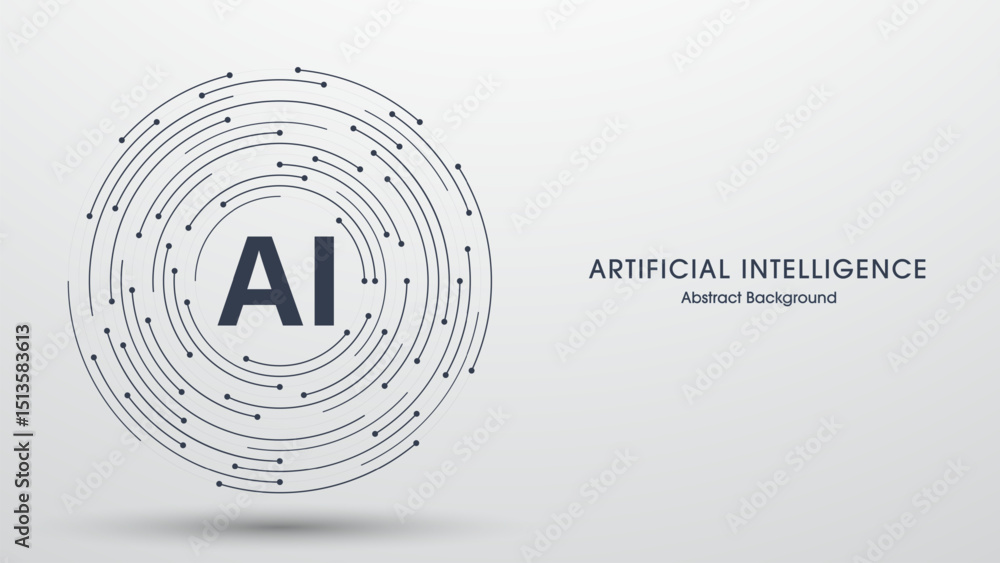 Aufkleber Concept of artificial intelligence. AI symbol on circular lines and dot connections. High-tech technology background. Big data, Machine learning and Deep learning. Vector illustration.