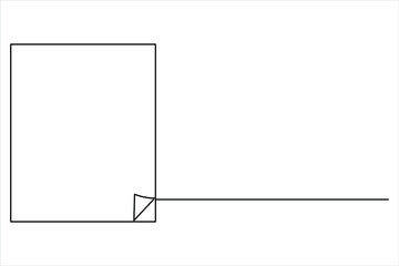 Continuous one line drawing of document with folded corner vector illustration