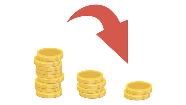 Red Down Arrow Decreasing Trend