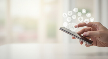 Conceptual image of digital technology usage through smartphone interaction