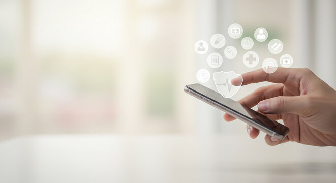 Conceptual image of digital technology usage through smartphone interaction