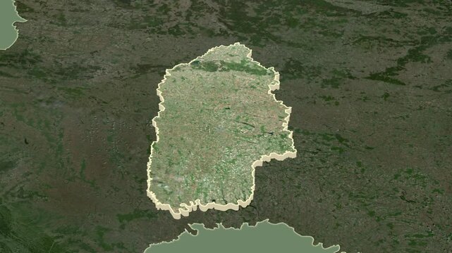 Khmelnytskyy region, Ukraine with Crimea, extruded. 