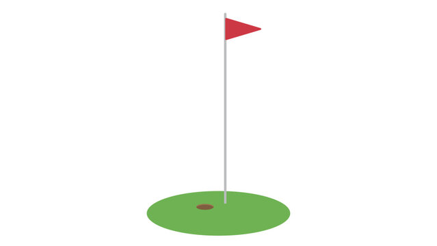 Golf Hole With Red Flag