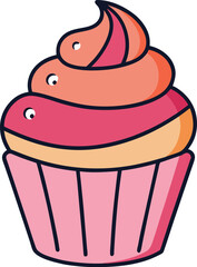 Cupcake with teal frosting and cartoon vector style perfect for bakery branding or celebration use