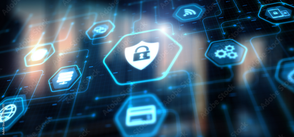 Poster cyber security concept. data protection internet access cybersecurity