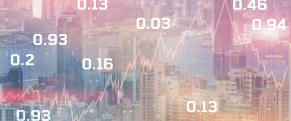 Financial background on virtual screen. New 2025 mixed Media finance concept