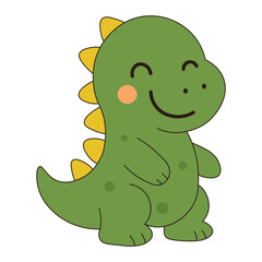 Cute Cartoon Dinosaur Smiling – Vector Illustration