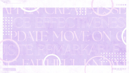 ポジティブな英単語やシンプルな図形が並んだフラットなフレーム - パープル