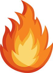 Cartoon fire flame vector icon with bright gradient and comic style design for alert or energy theme