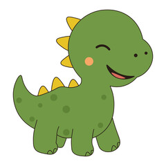 Cute Cartoon Dinosaur Smiling – Vector Illustration