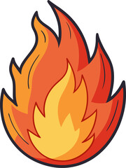 Fire icon vector with bold comic book color scheme for hazard, burn, or signal theme graphics