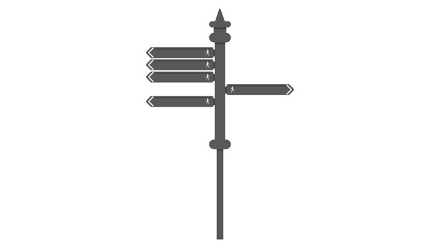 Black Multi-Way Fingerpost Sign Icon