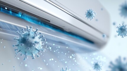 High-Quality Air Conditioning System with Virus Particles Concept for Health and Safety Awareness