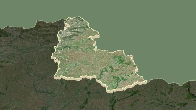 Sumy region, Ukraine with Crimea, extruded. 