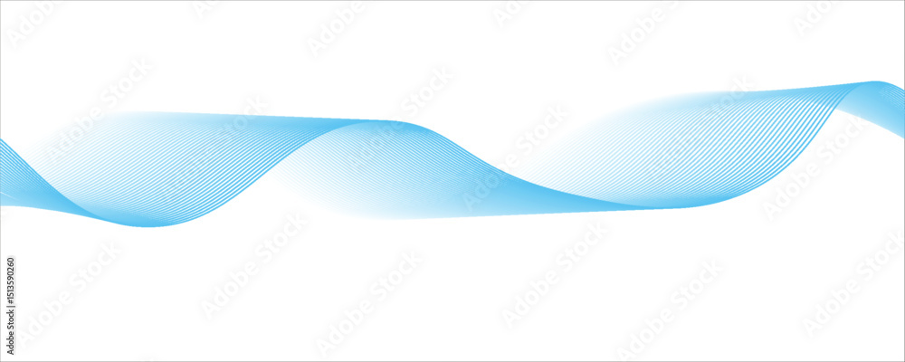 Poster abstract blue smooth wave on a white background. dynamic sound wave. design element. vector illustra
