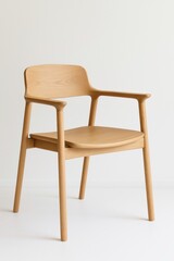 Modern Light Oak Wood Armchair Elegant Design Comfortable Seating Minimalist Style Scandinavian Furniture Home Decor Interior Design Stylish Chair Wooden Chair Simple Furniture Room Decor Cozy Warm   