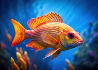 Obraz premium A vibrant orange fish with iridescent scales and a blue stripe running along its body