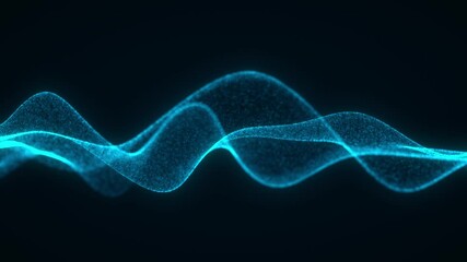 Abstract digital data wave with glowing particles and dynamic lines on a dark background, concept of technology and data visualization. 3d animation. Abstract high tech Artificial intelligence (AI) - Powered by Adobe