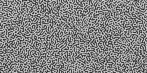 Organic seamless patterns with rounded lines Diffusion reaction background. Monochrome background of natural organic forms motion. Overlay template abstract Turing organic wallpaper background.