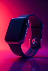 A 3D Smartwatch in a neon background