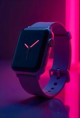 A 3D Smartwatch in a neon background