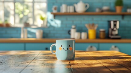 Coffee Mug in CHARACTER NAME Style on Kitchen Table

