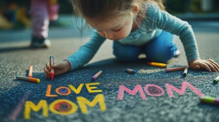 Happy Mother's Day – Child's Crayon Surprise on Asphalt

