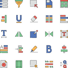 Vector document and text editing icon set