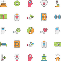 Psychiatry Thin Line Icons - Editable Stroke