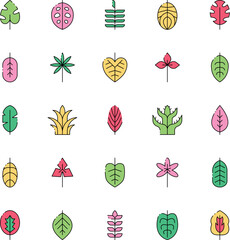 Tropical Leaves Set. Vector Illustration